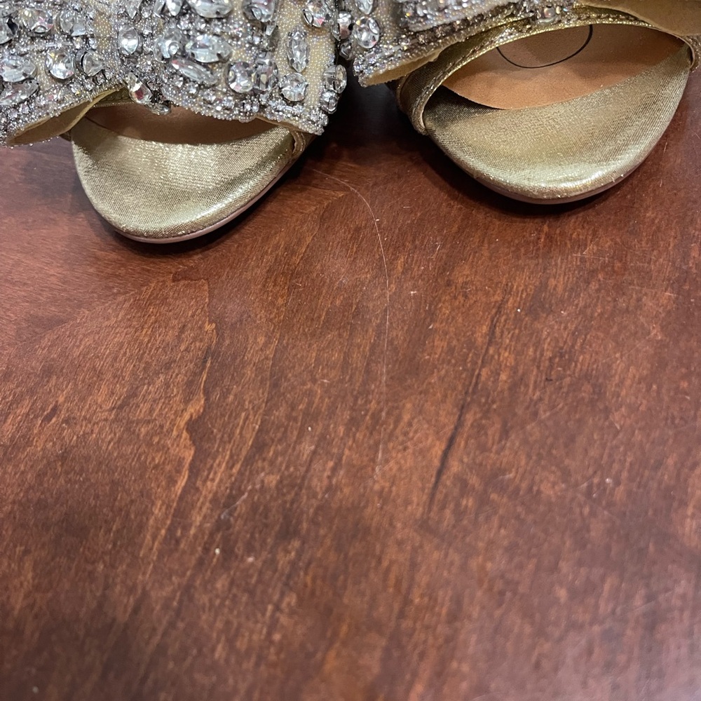 Betsey Johnson Something Blue LANDN Open-Toe Heels Rhinestone Bows - Picture 3 of 11